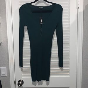Express small dark green sweater dress